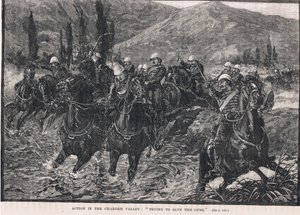 查德谷的行动：“试图拯救枪支”，插图来自卡塞尔的“英国插图史”，于1910年出版 作者 佩吉特亨利万豪酒店